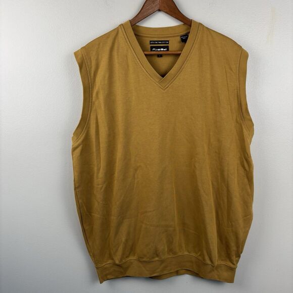 Bolle Golf Men's Fine Pima Cotton Sweater Vest Large Office Minimalist Mustard - Picture 2 of 8